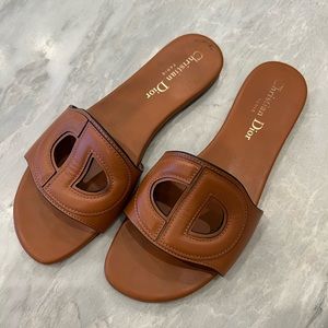 Authentic Dior tan slides/ sandals 36